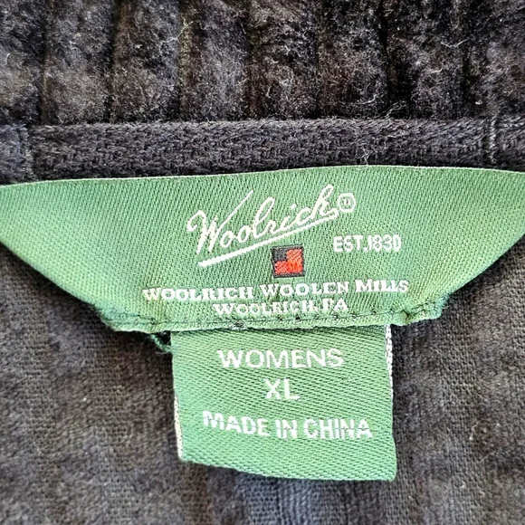 Woolrich Thick Soft Black Ribbed Velour Zip Up Jacket Coat W/ Pockets Size XL - Picture 5 of 7